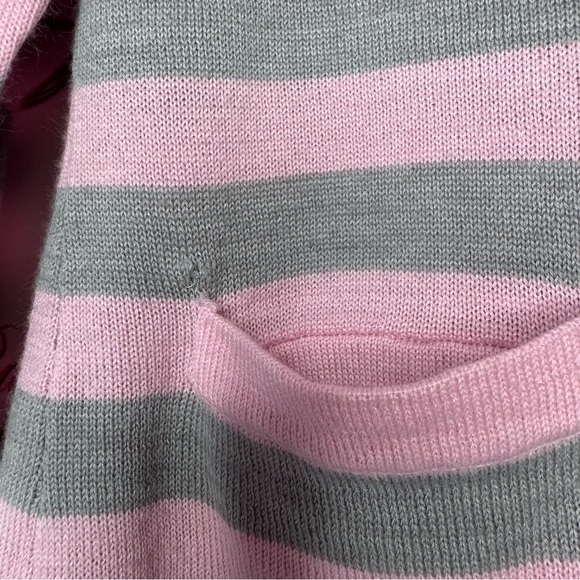 Haggar cardigan striped candy pink grey button up pockets soft sweater stripes - Picture 7 of 8